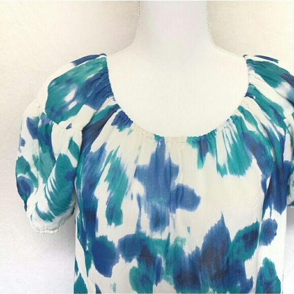 KENNETH Cole Watercolor Silk Blouse  Wide Shoulder - Picture 2 of 7